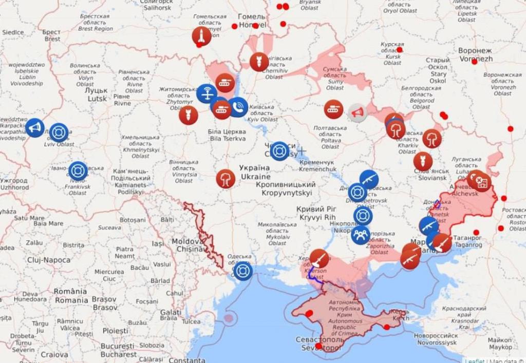 Опубликована новая карта вторжения войск РФ в Украину