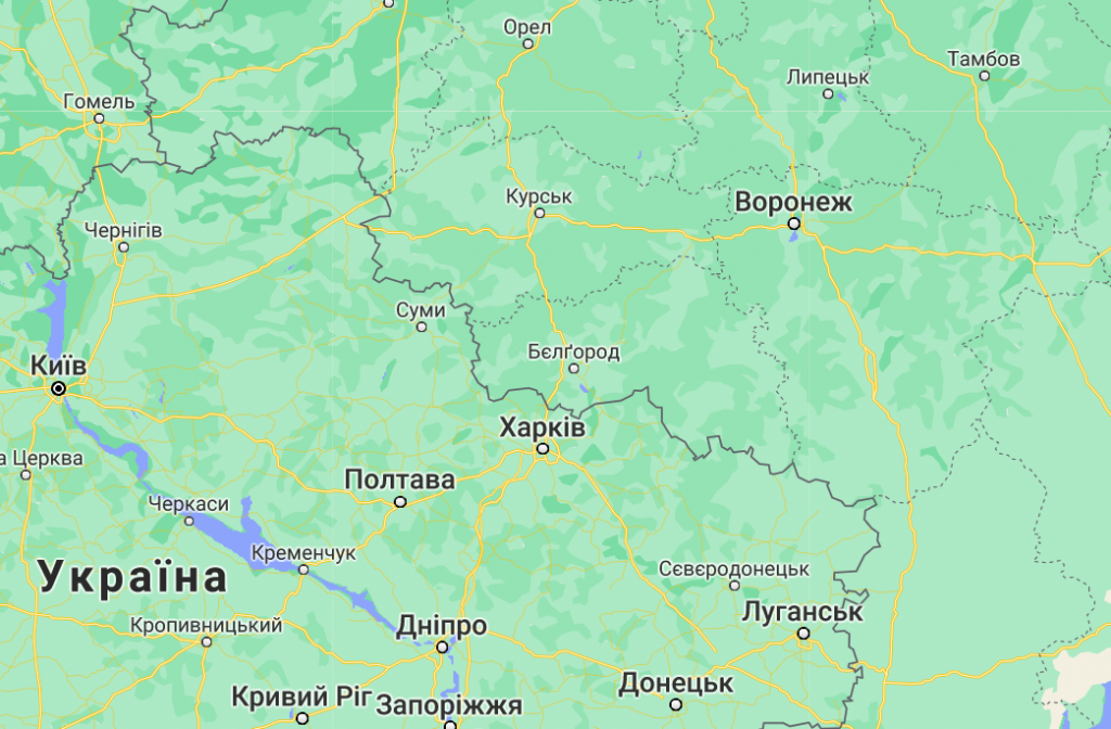 Карта белгородской области с районами и деревнями и границей с украины